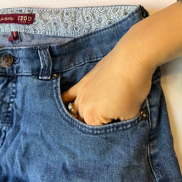 IZOD Women Cropped Jeans size 8 Blue Slim Fit Curvy Mid Rise - Picture 8 of 11